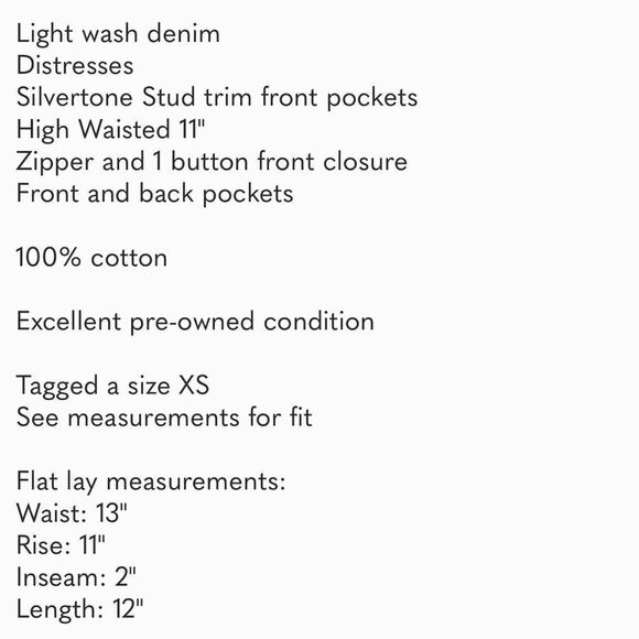 EUC Urban Renewal High Waist Distressed Denim Shorts Stud Trim - Size XS - Picture 8 of 8